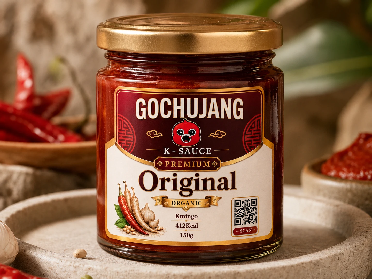 Kmingo Original 150g jar with a gold lid